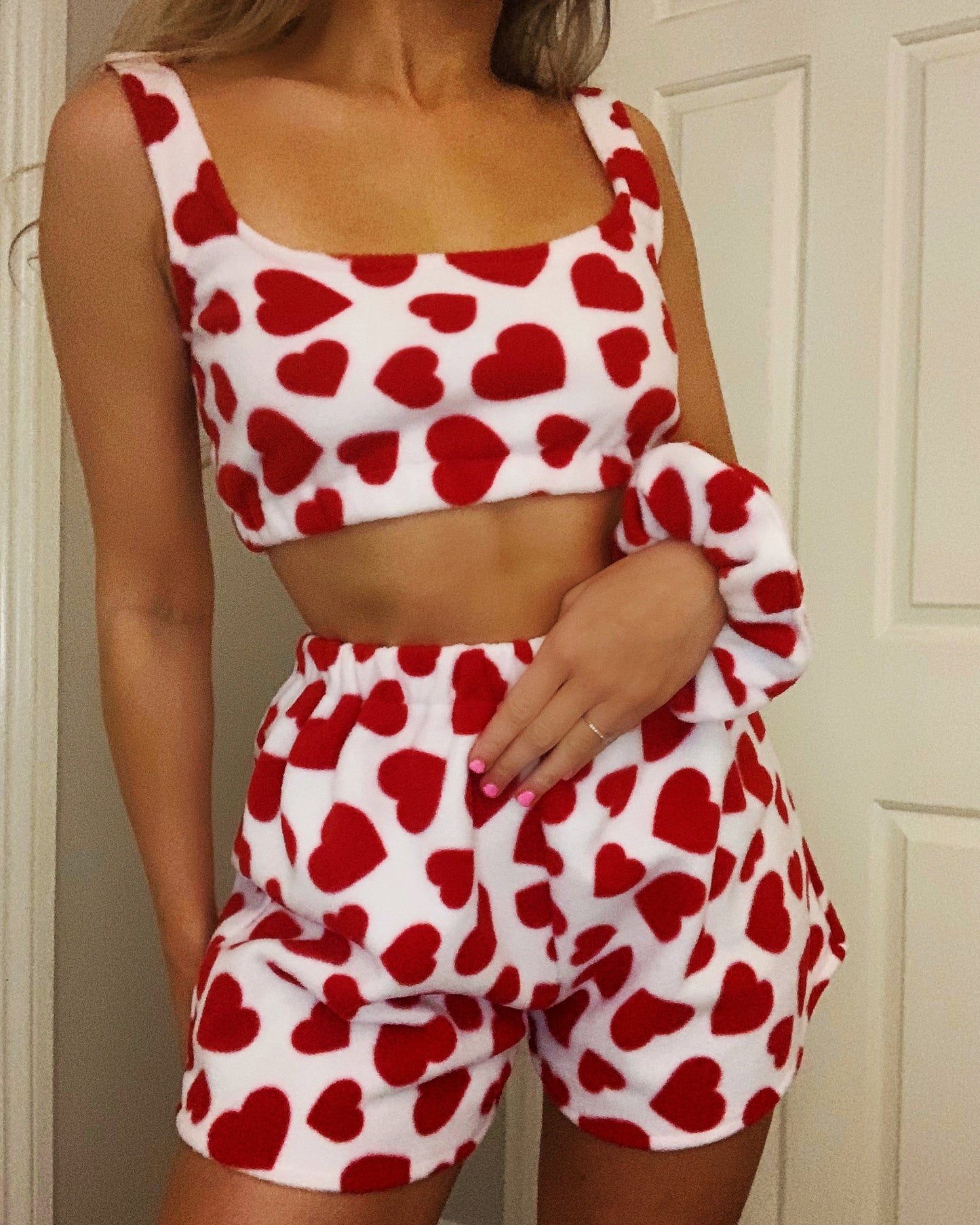 SALE heart fleece short set UK 6-8