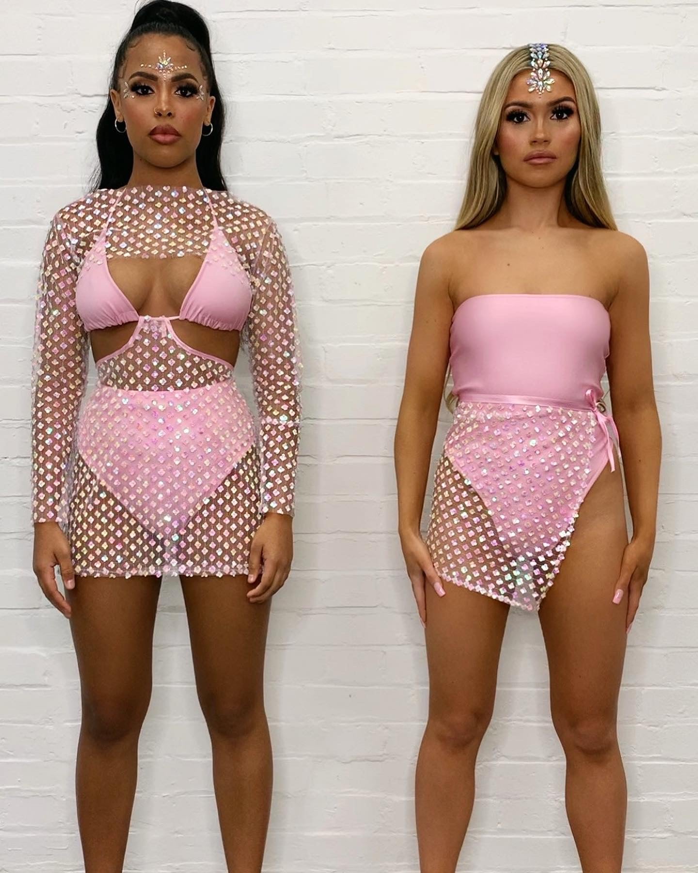 SALE Pink Flower Sequin Set inc Crop Size 12/14