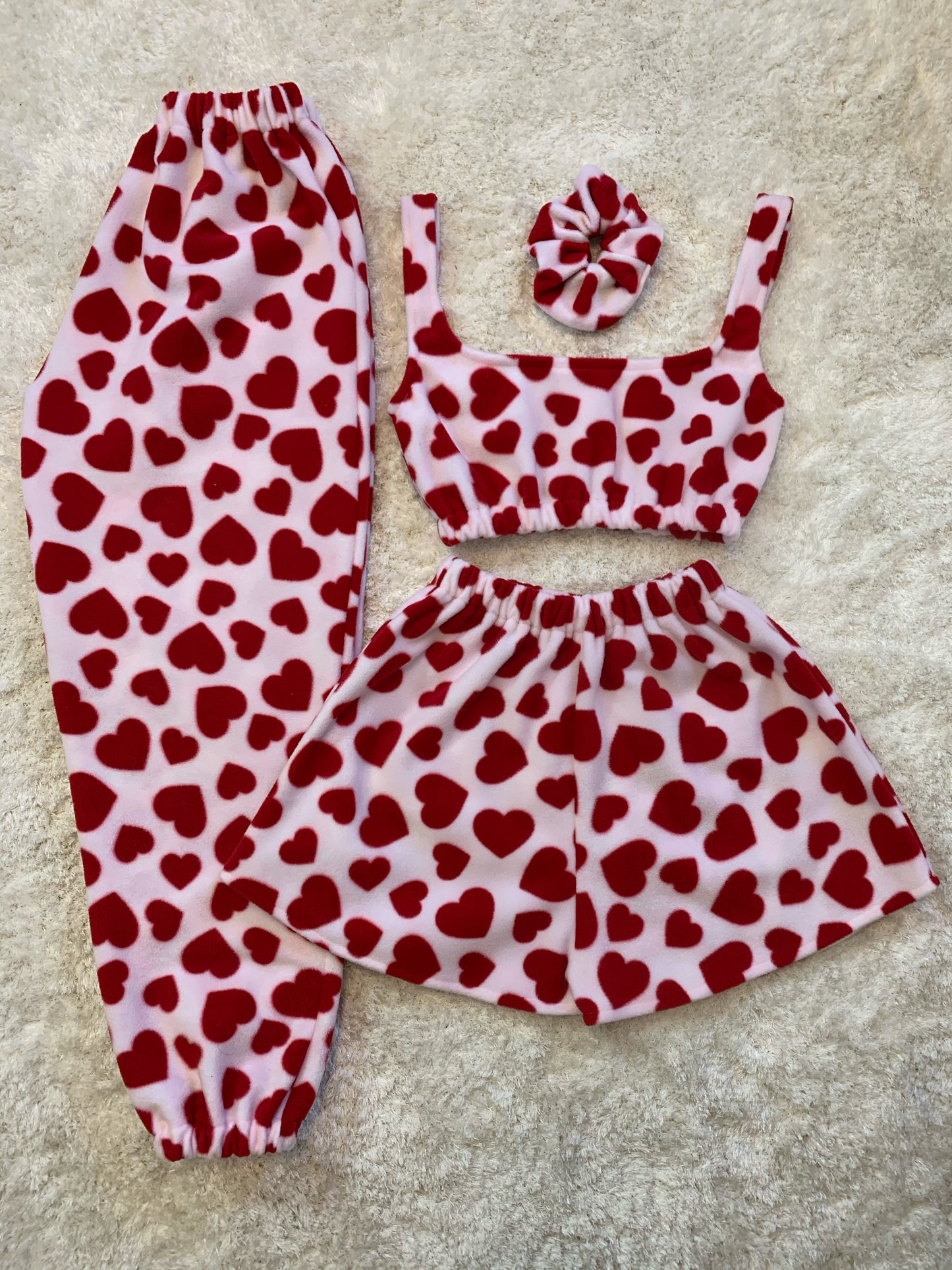 SALE heart fleece short set UK 6-8