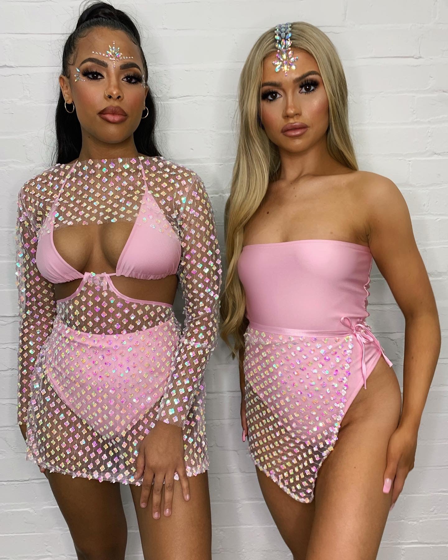 SALE Pink Flower Sequin Set inc Crop Size 12/14