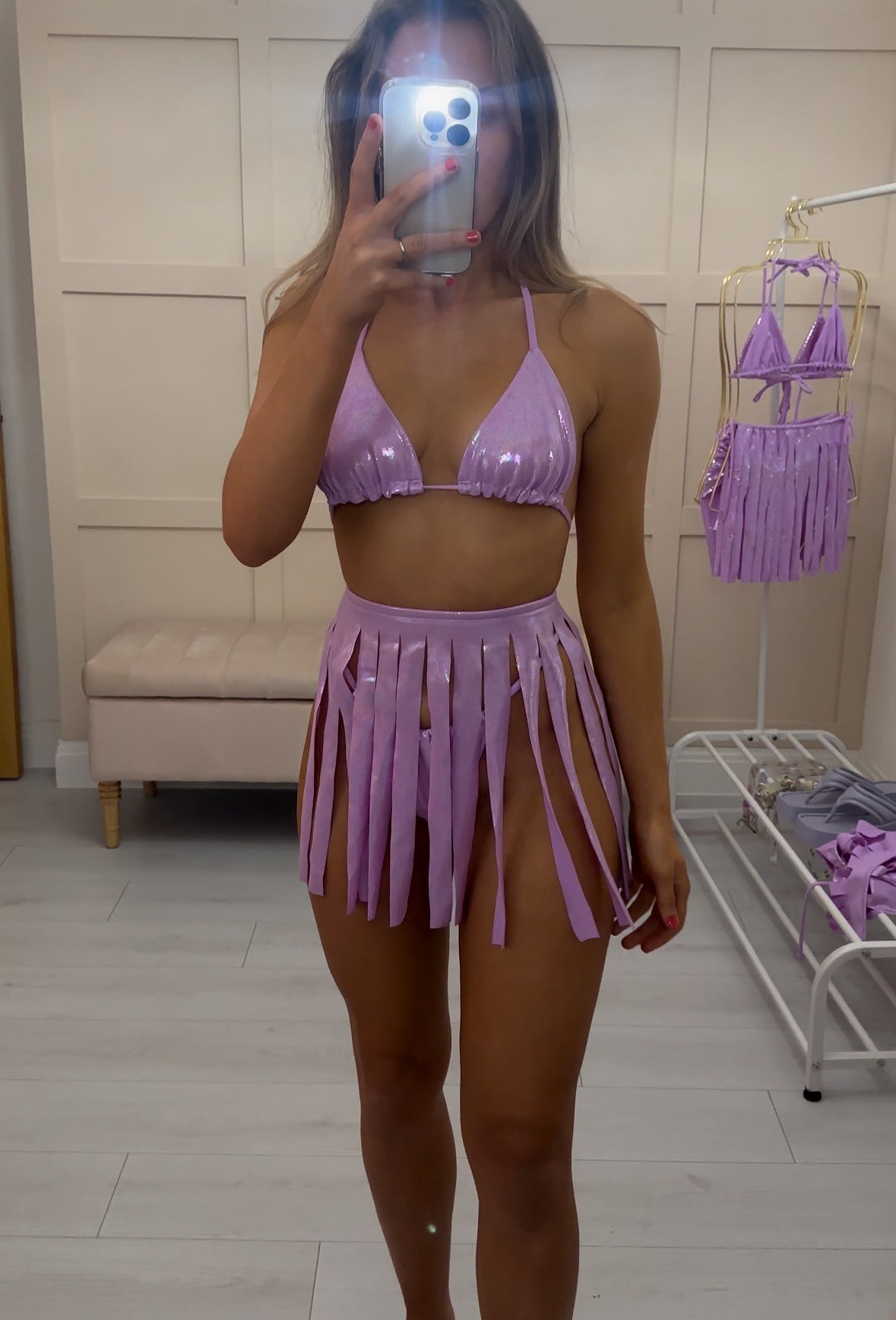 Lilac Shimmer Tassel Skirt