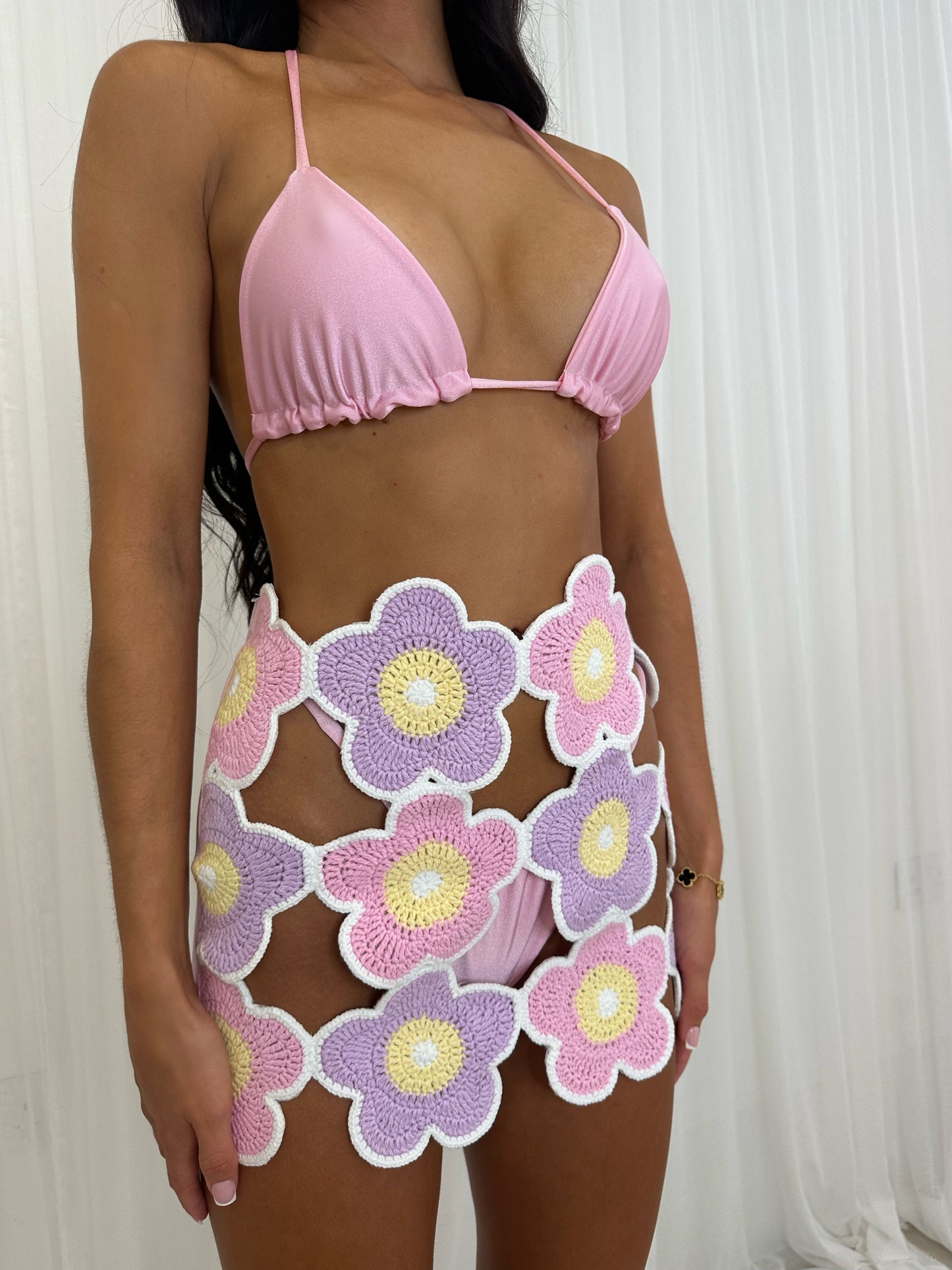 Pink & Lilac Crochet Flower Skirt