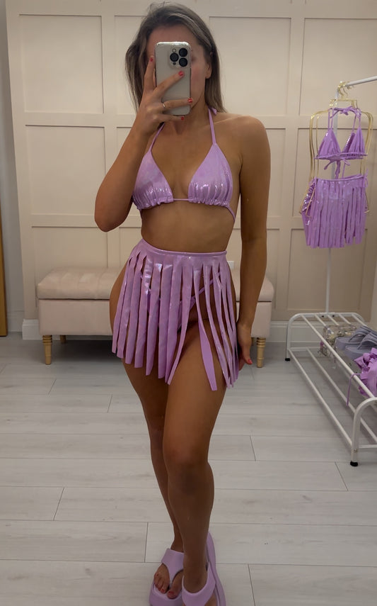 Lilac Shimmer Tassel Skirt