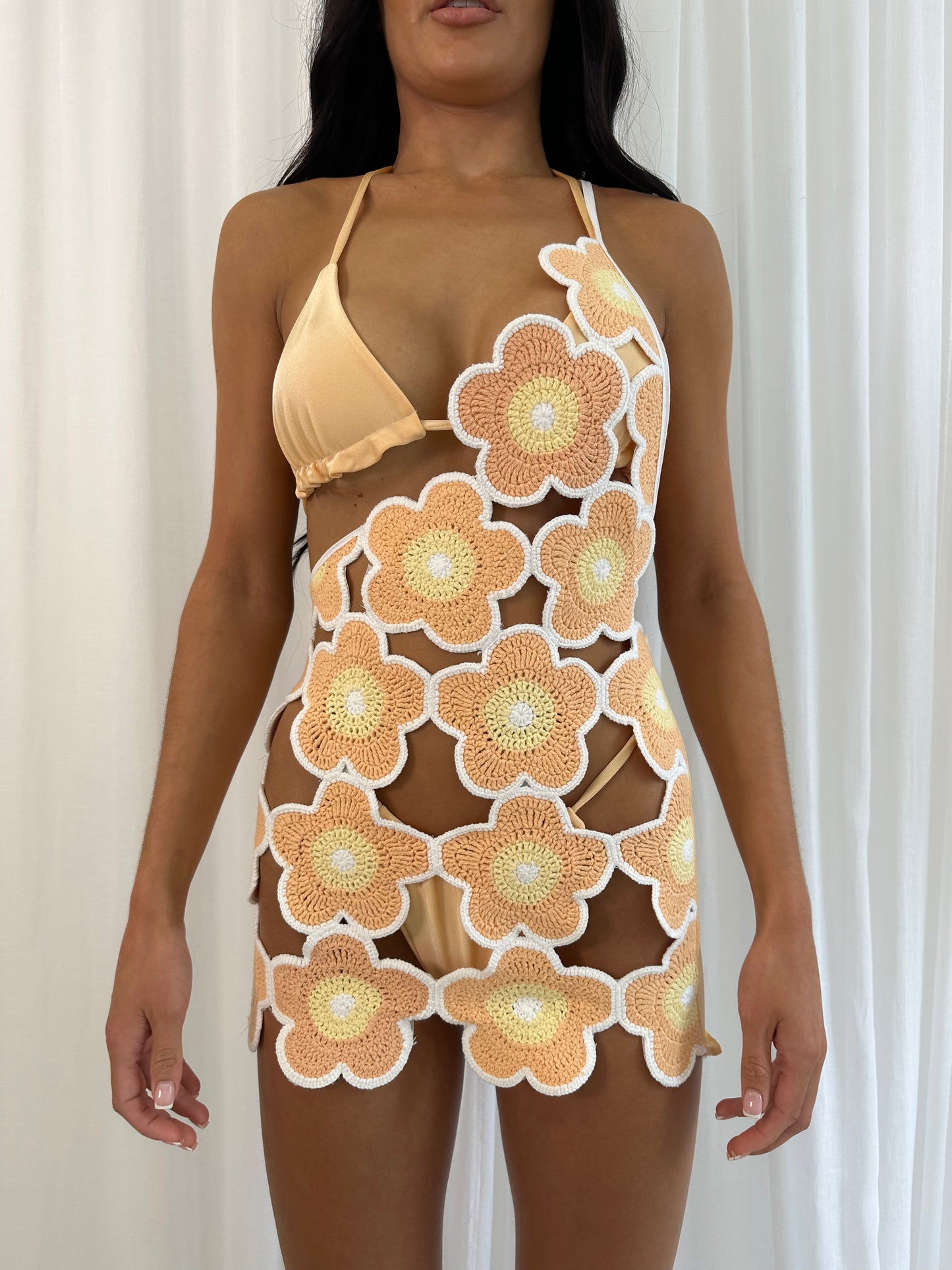 Orange Crochet One Shoulder Dress *INCLUDING BIKINI*