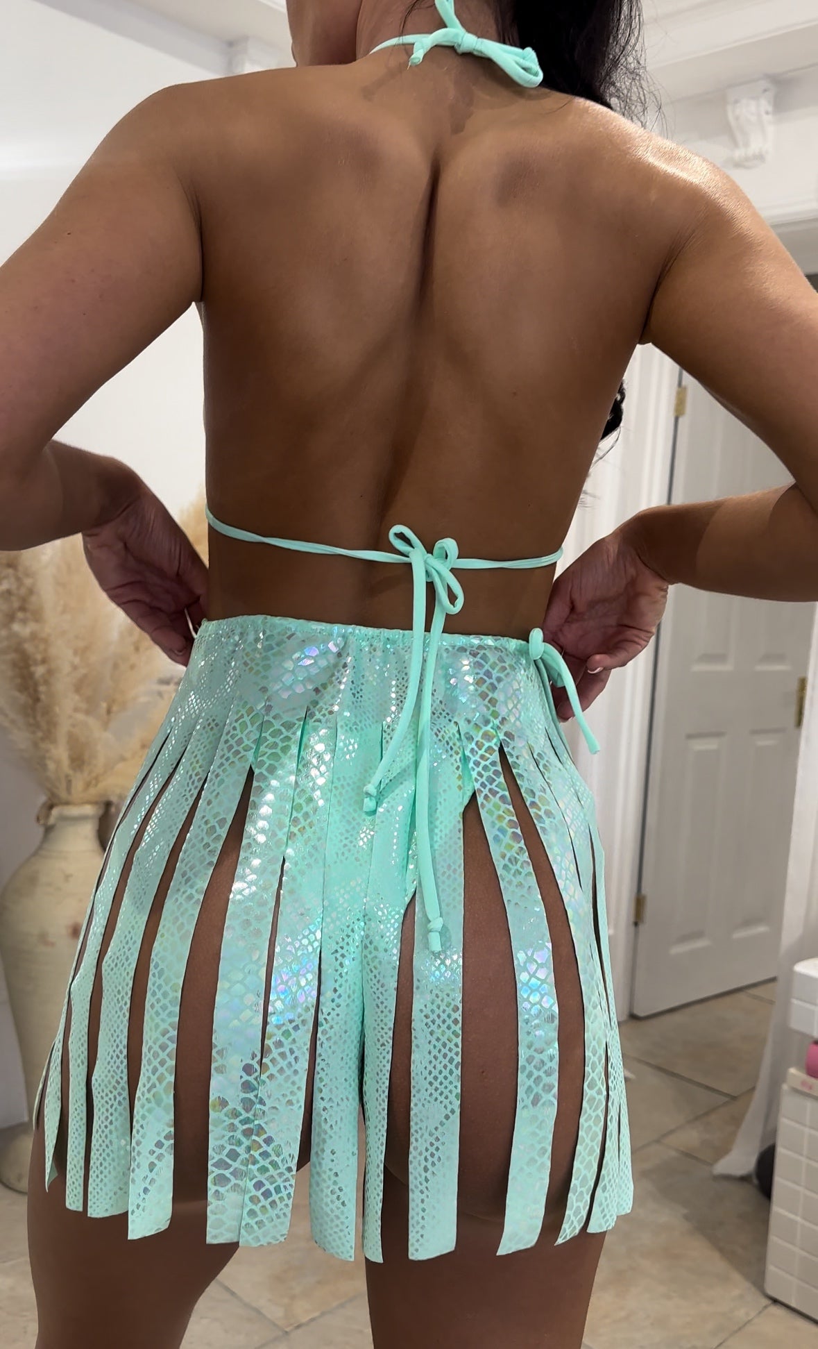 Mint Snake Tassel Skirt