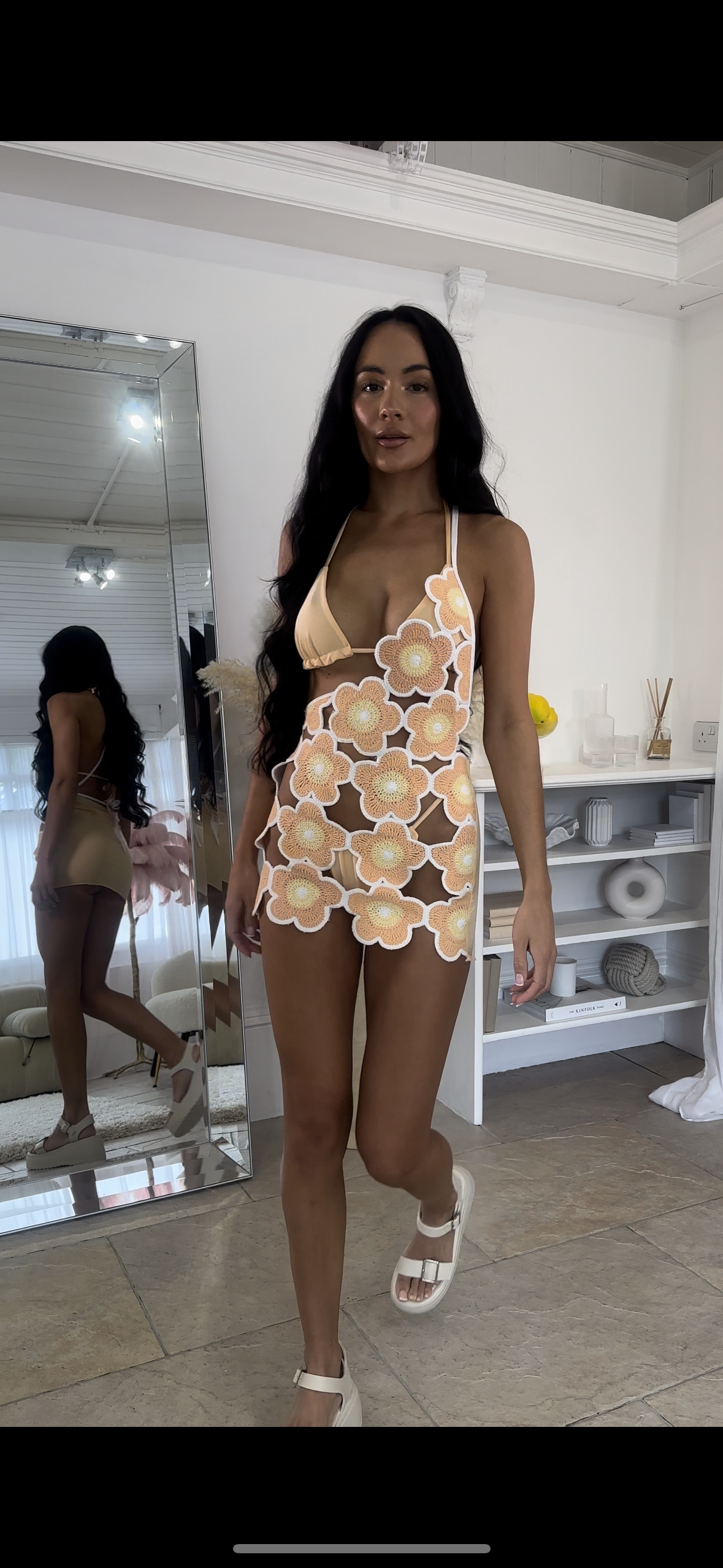 Orange Crochet One Shoulder Dress *INCLUDING BIKINI*