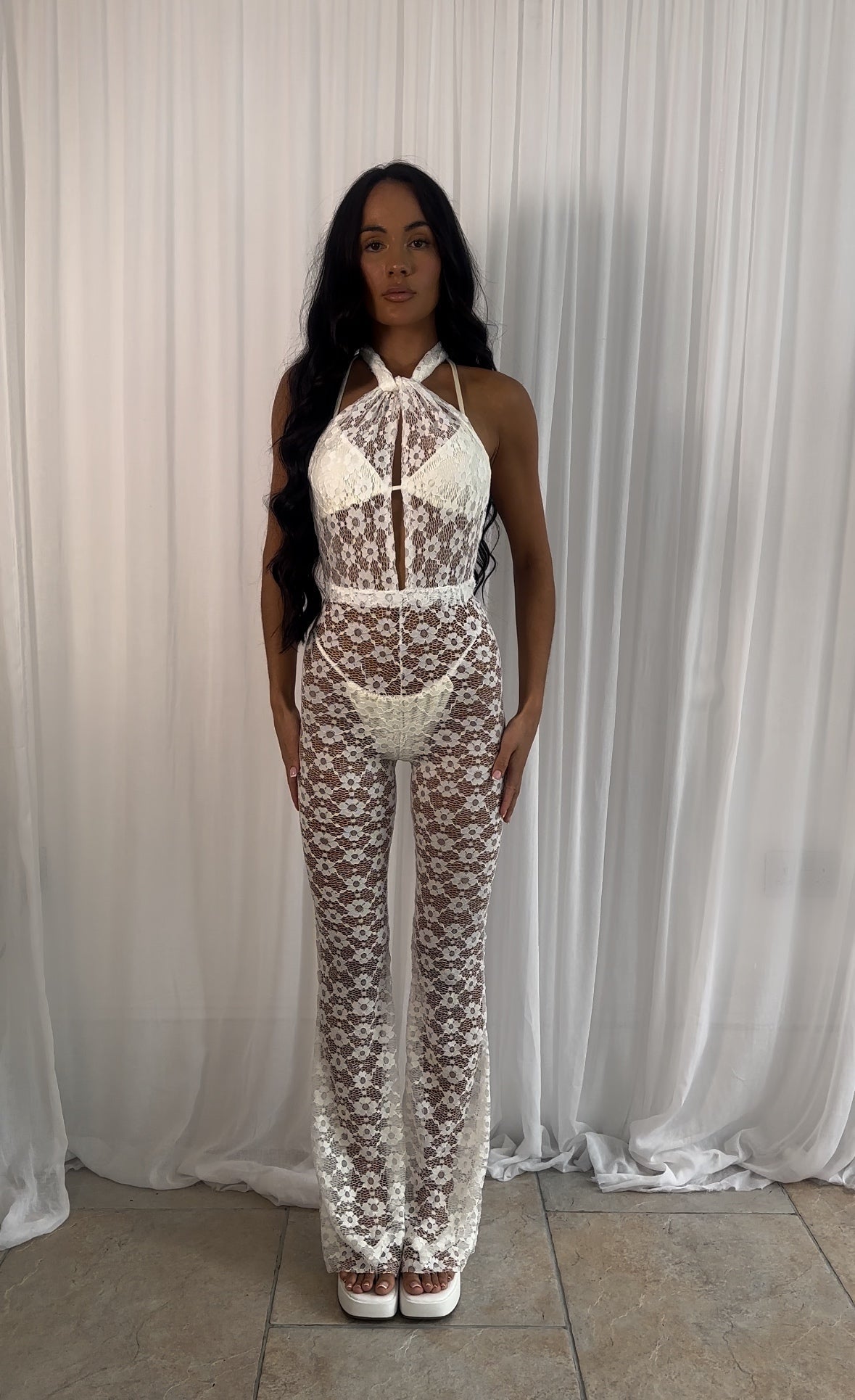 SAMPLE SALE Ivory Lace Jumpsuit SIZE 10 REG