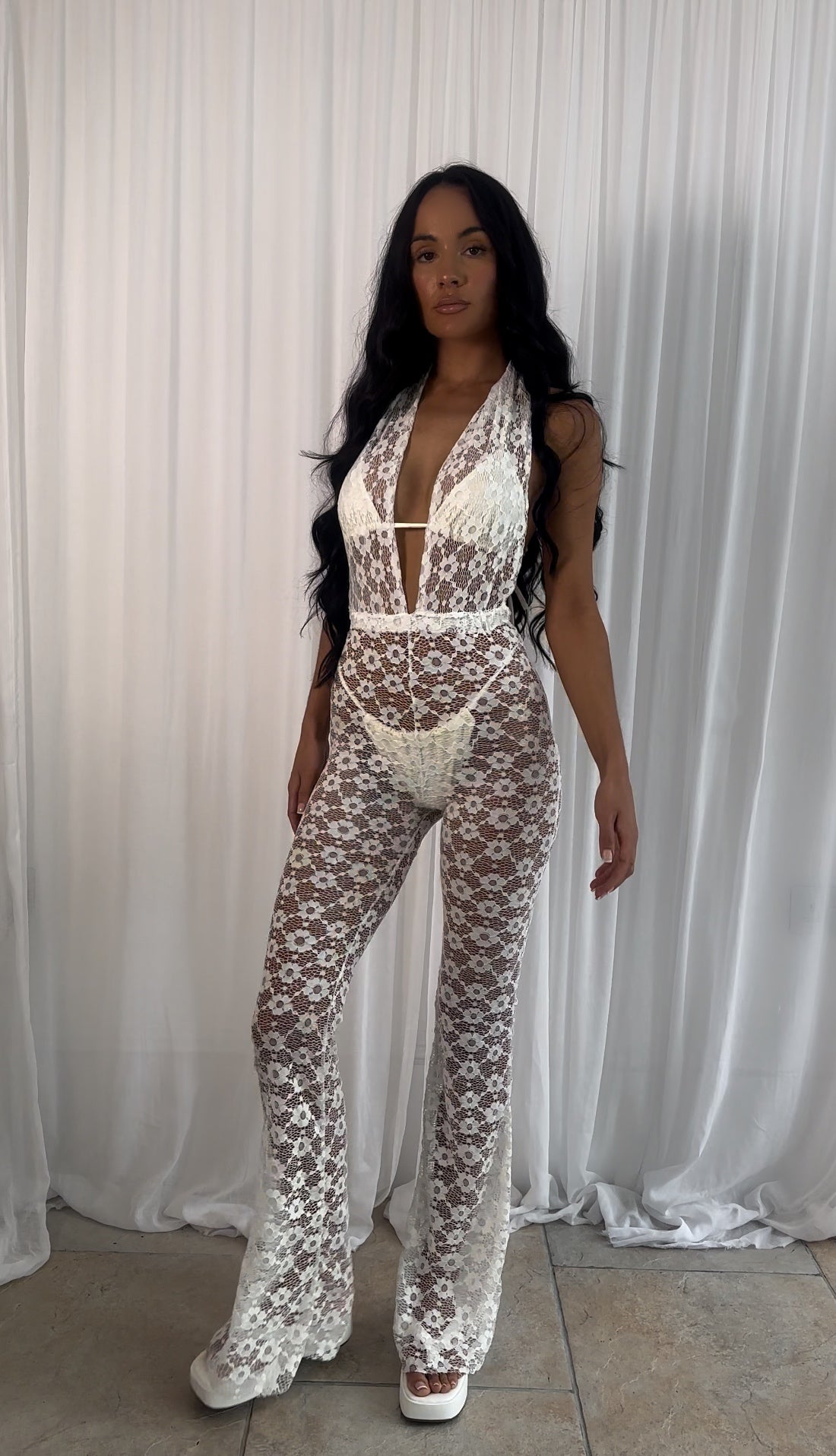 SAMPLE SALE Ivory Lace Jumpsuit SIZE 10 REG