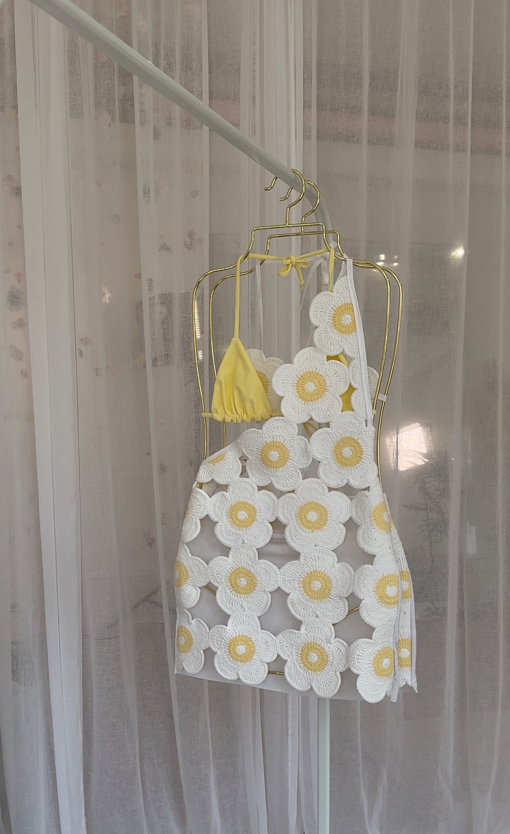White Crochet One Shoulder Dress *INCLUDING BIKINI*