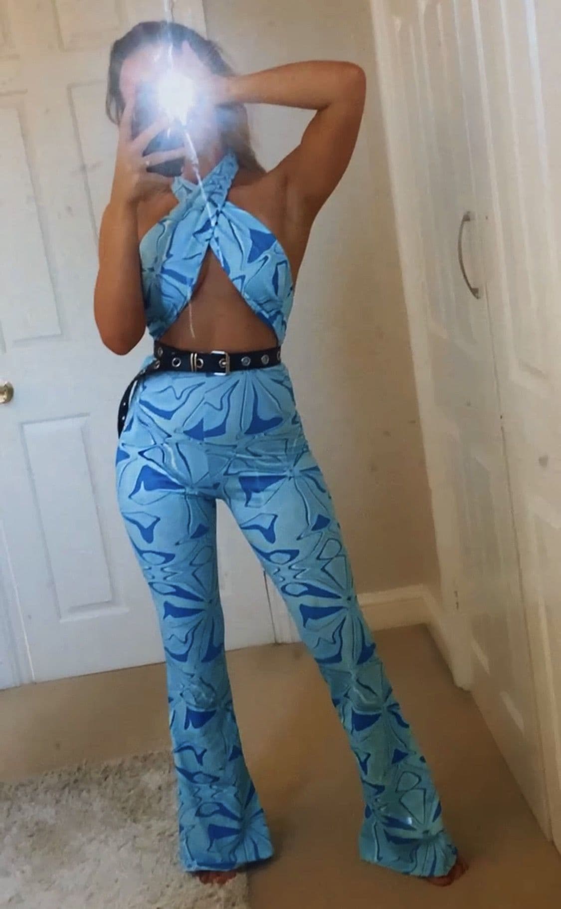 Blue Abstract Swirl Jumpsuit