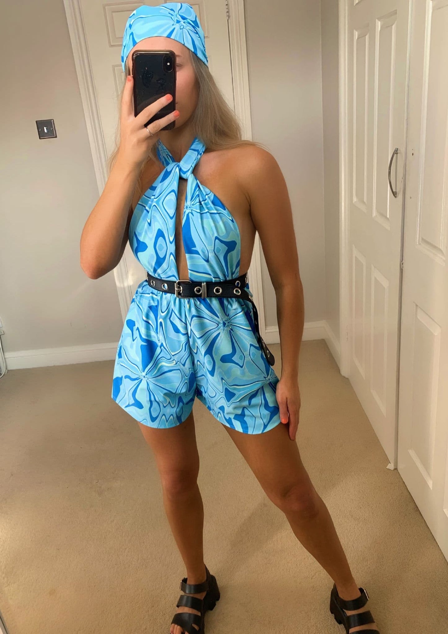 Blue Abstract Swirl Playsuit