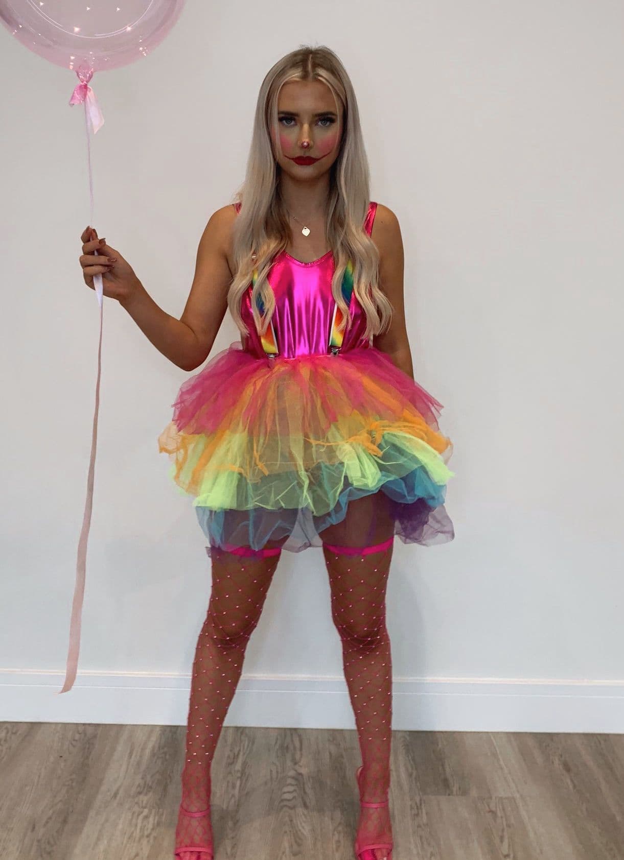 adult pink pastel clown dress costume VK Freakshow Harlequin Clown Kei Clowncore Polka Dot Clown Halloween Costume Dress Small to Plus Size