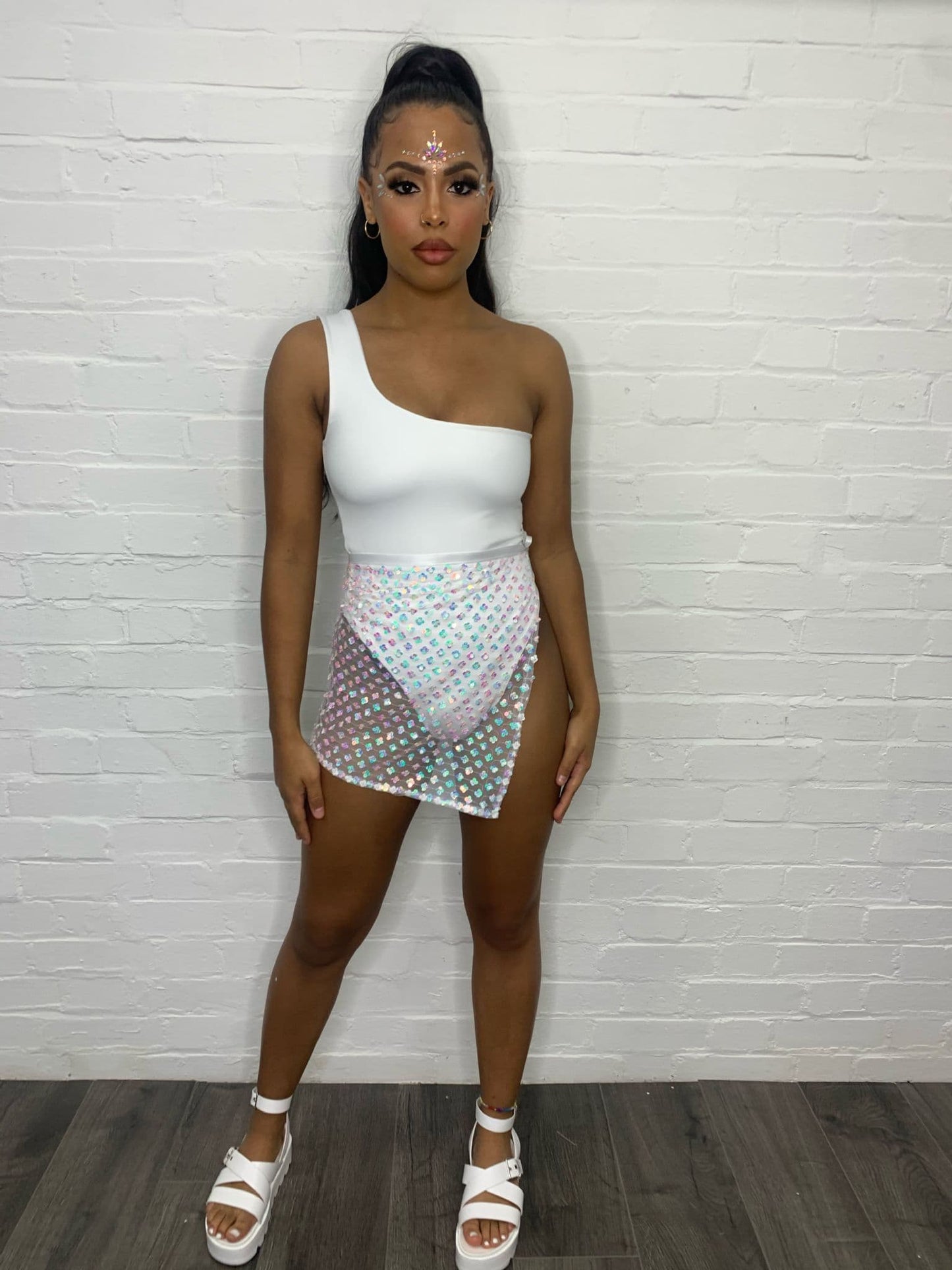 White Flower Sequin Sarong