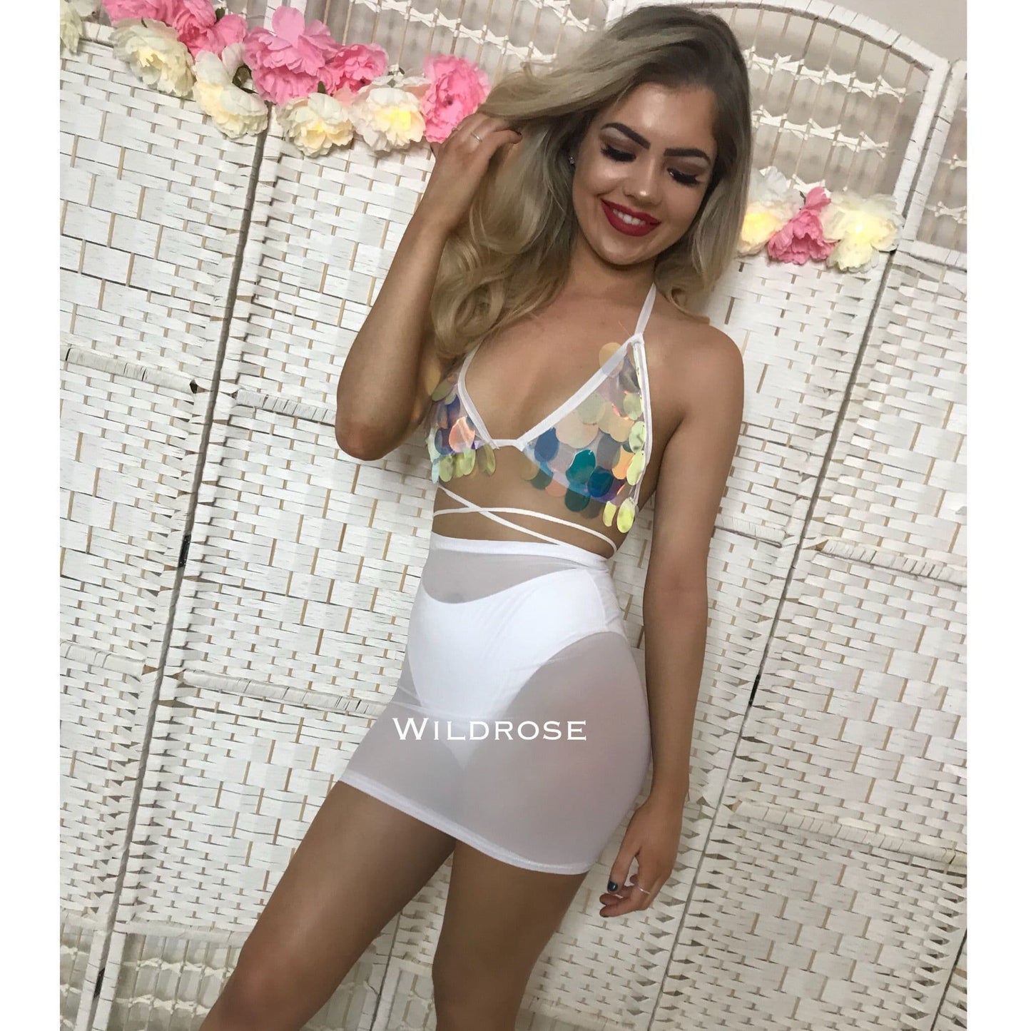 White Mesh Mini Skirt