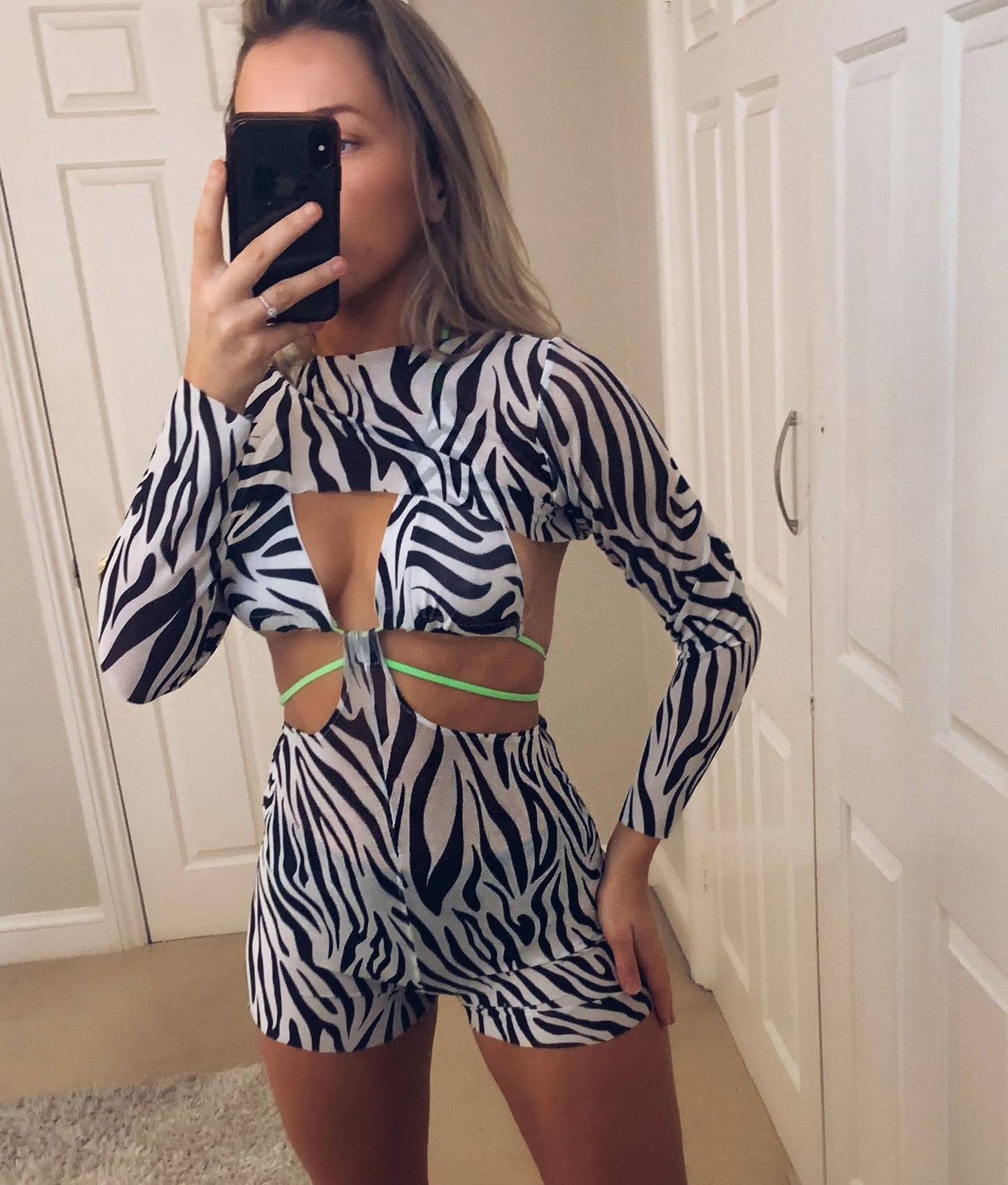 Zebra Mesh Crop Top