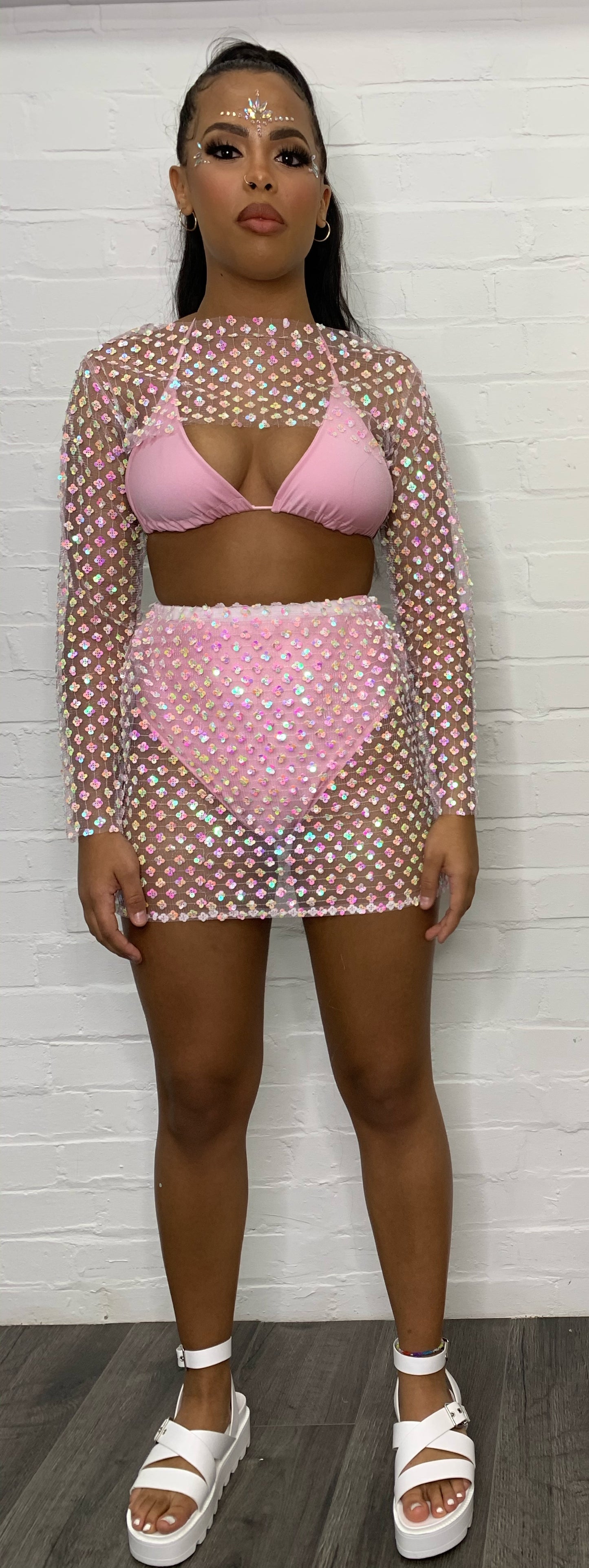 SALE Pink High Waist Bikini Bottoms 6-8