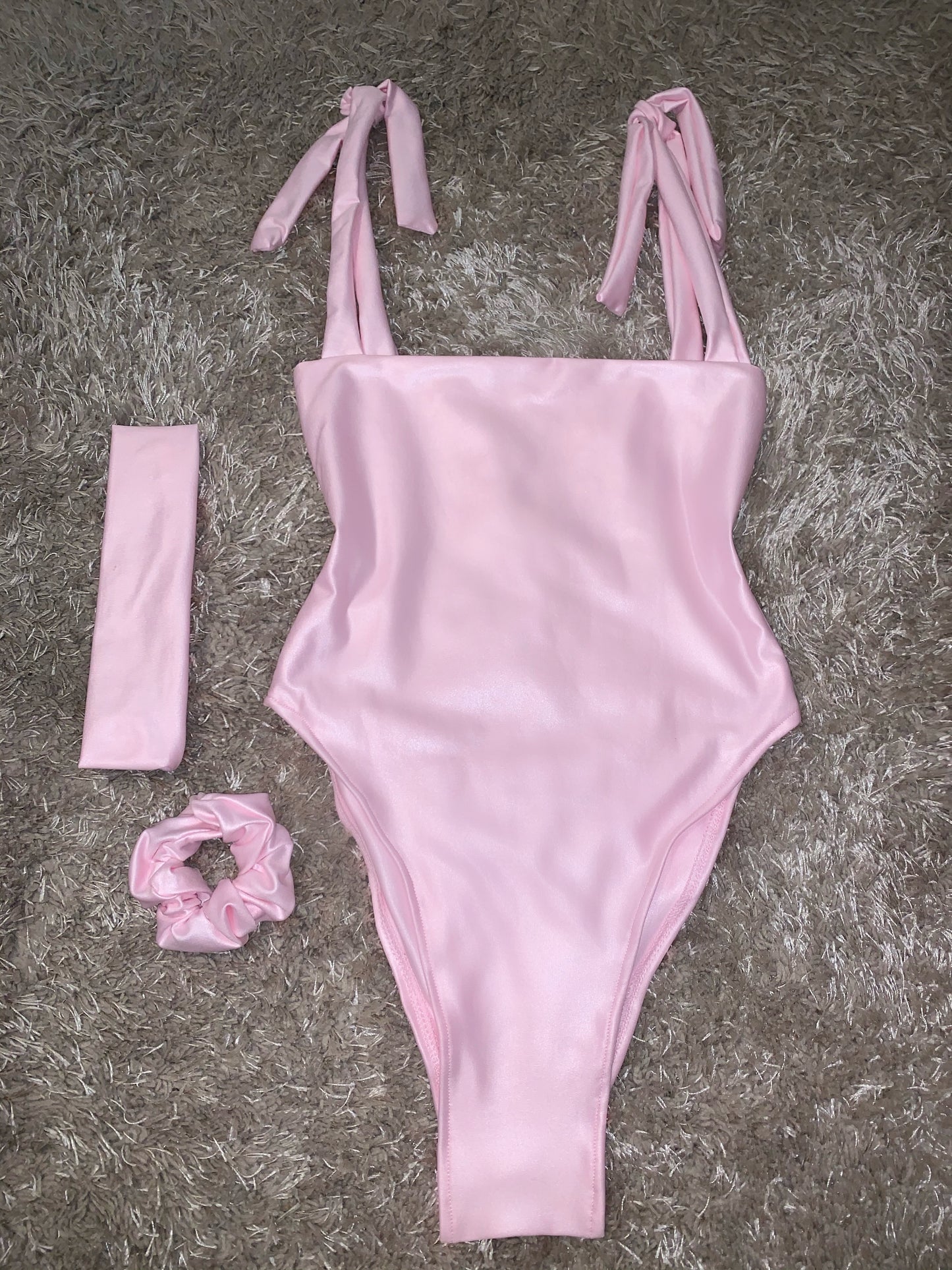 SALE Wet Look Pink Swimsuit 6 Petite