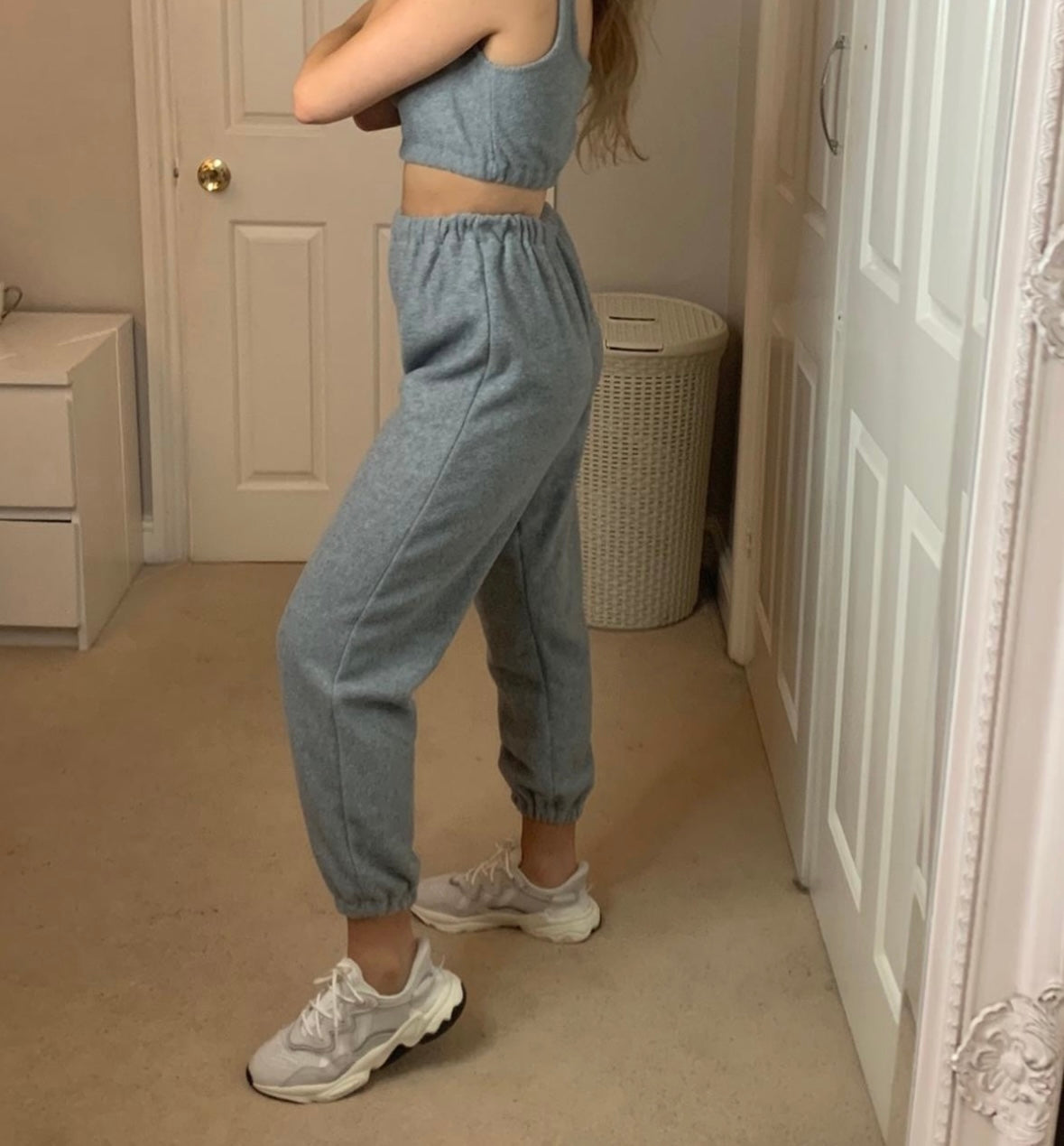 SALE Grey Fleece Crop & Jogger Set 6 Petite