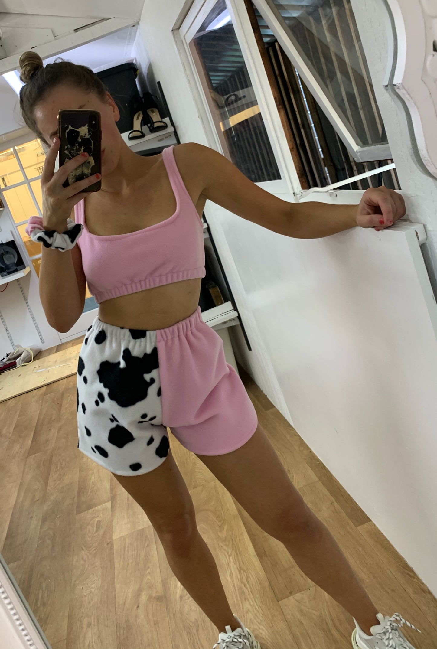SALE Pink & Cow Fleece Shorts UK 8