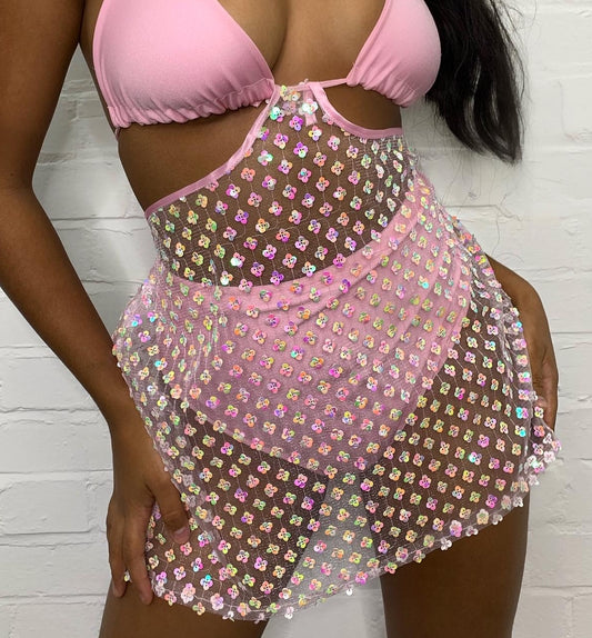 SALE Pink High Waist Bikini Bottoms 6-8