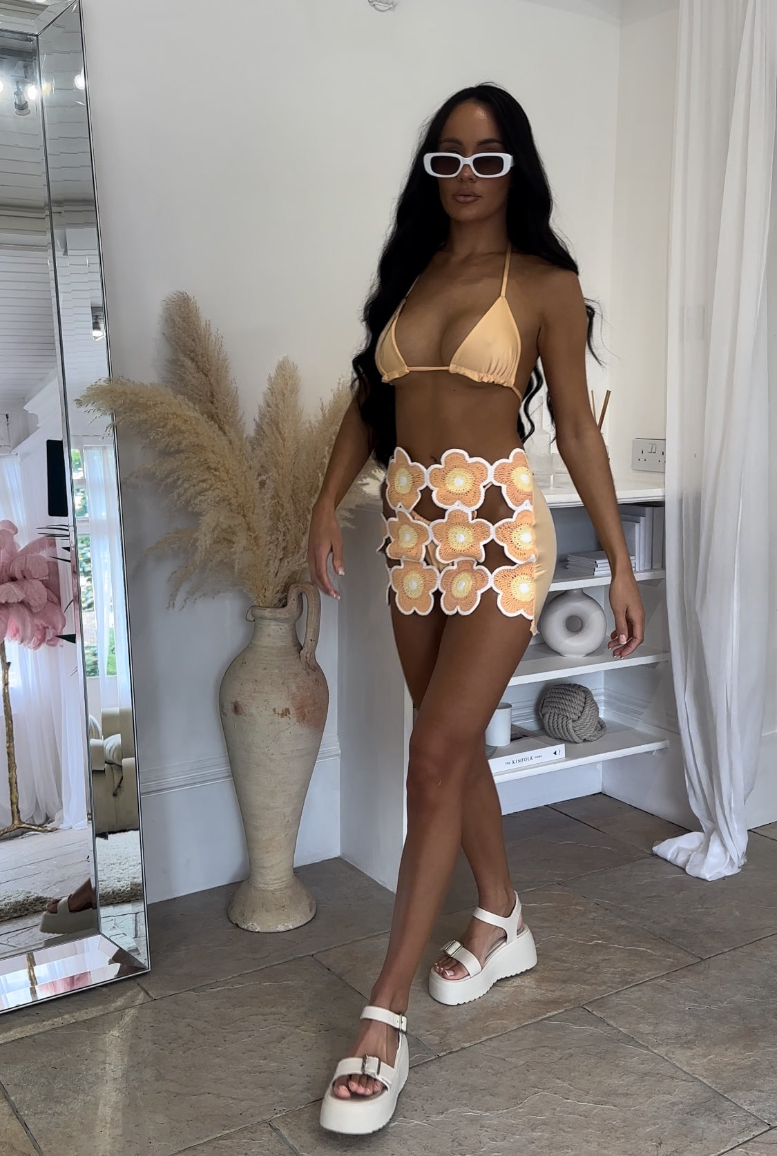 Orange Crochet Flower Skirt