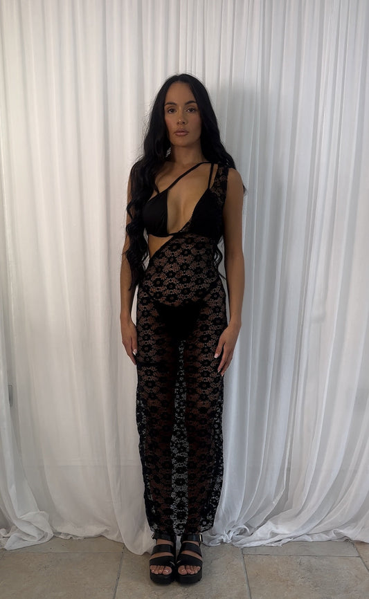 SAMPLE SALE SIZE S Black Lace Midaxi Dress