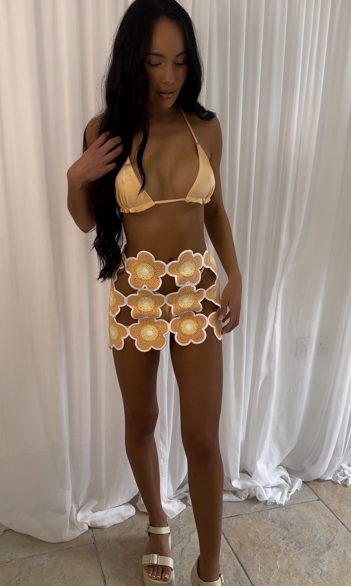 Orange Crochet Flower Skirt