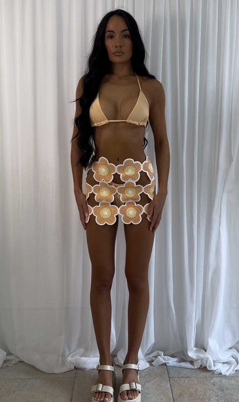 Orange Crochet Flower Skirt