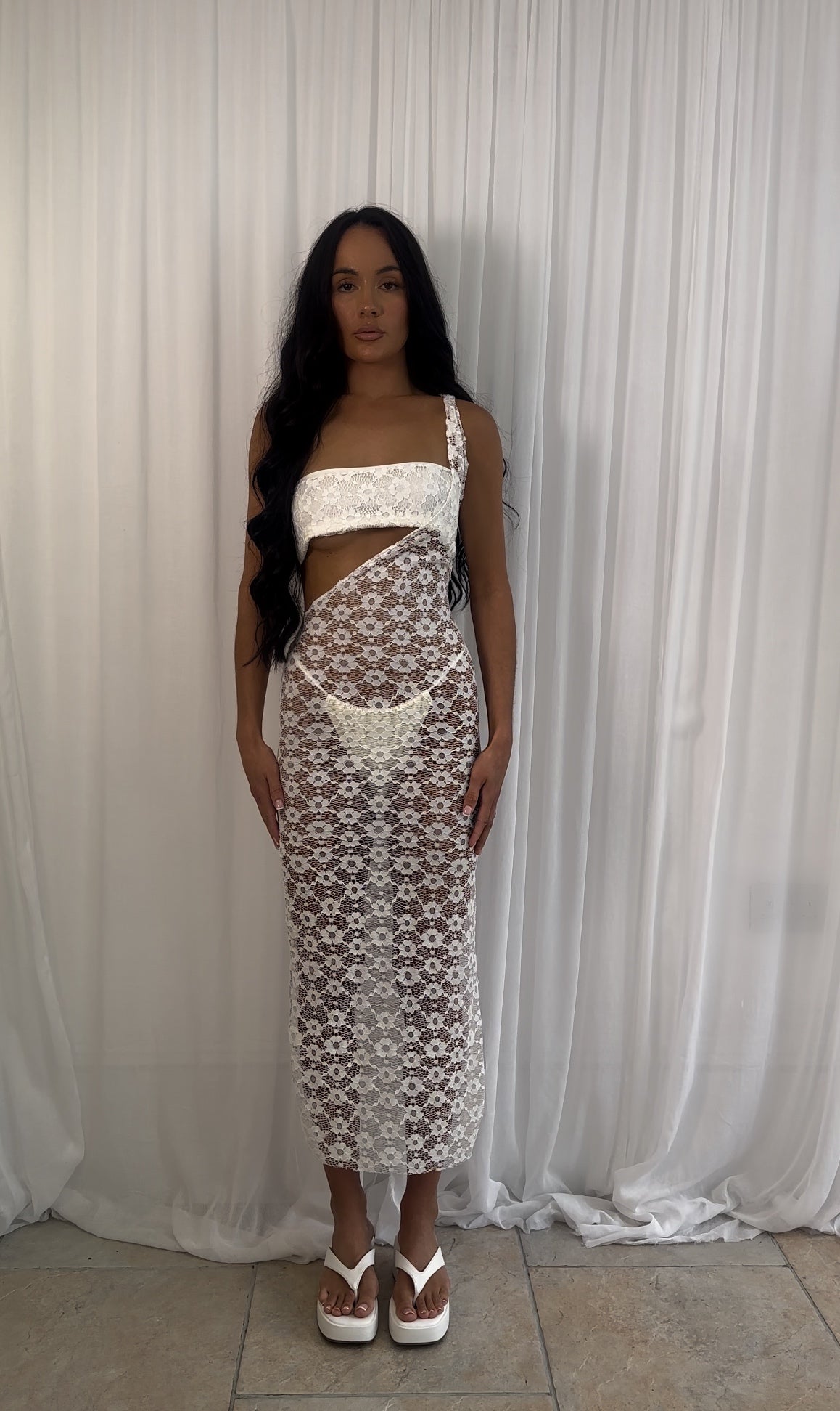 Ivory Lace Midaxi Dress INCLUDING BANDEAU