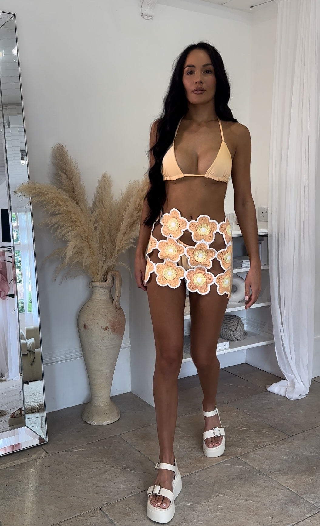 Orange Crochet Flower Skirt