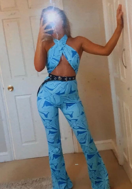 Blue Abstract Swirl Jumpsuit
