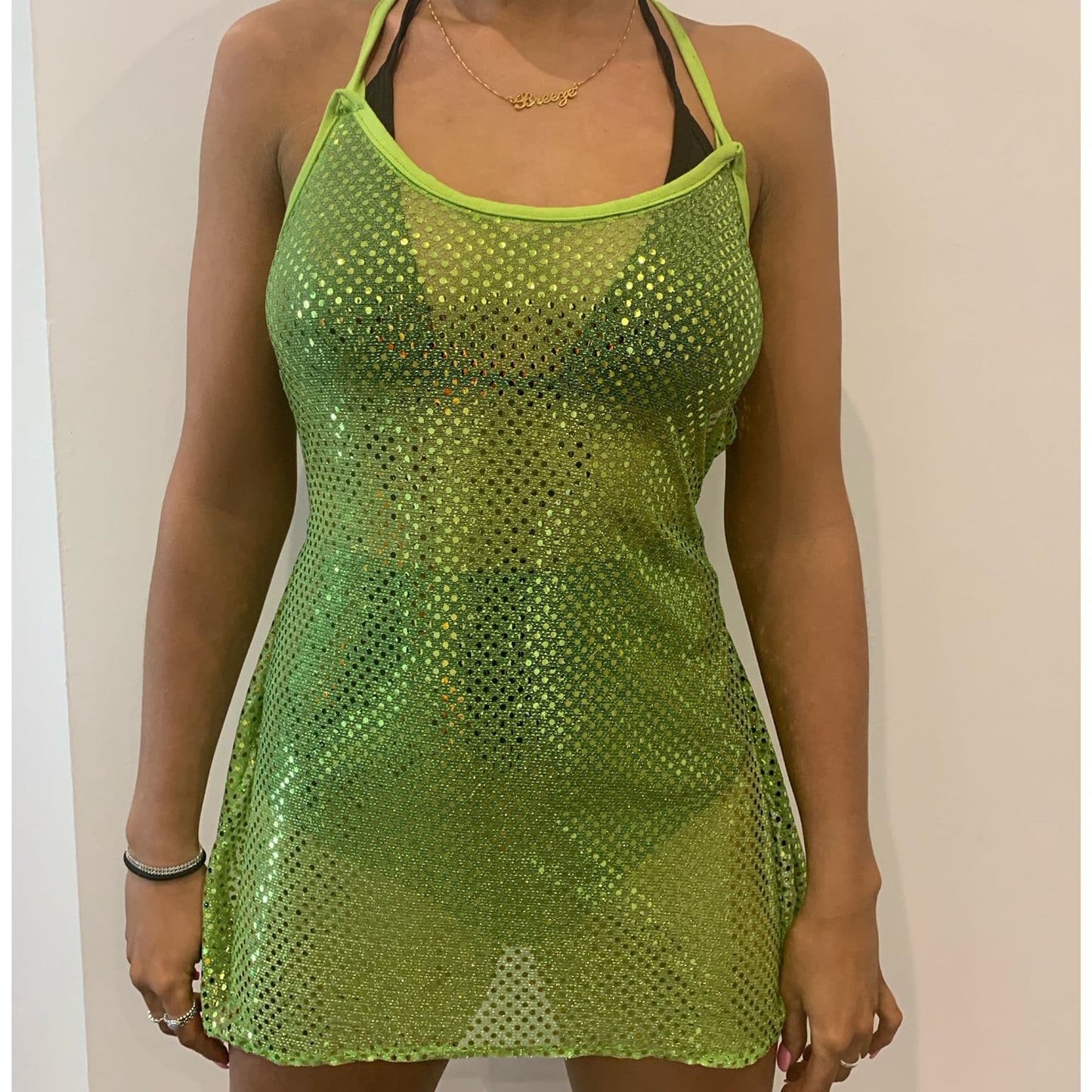 Green Polka Mini Dress