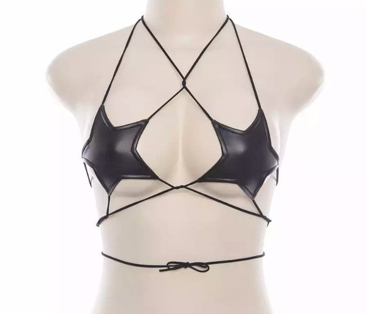 Leather Star Bra