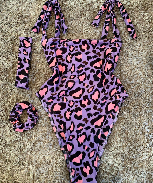 Lilac & Pink Leopard Swimsuit