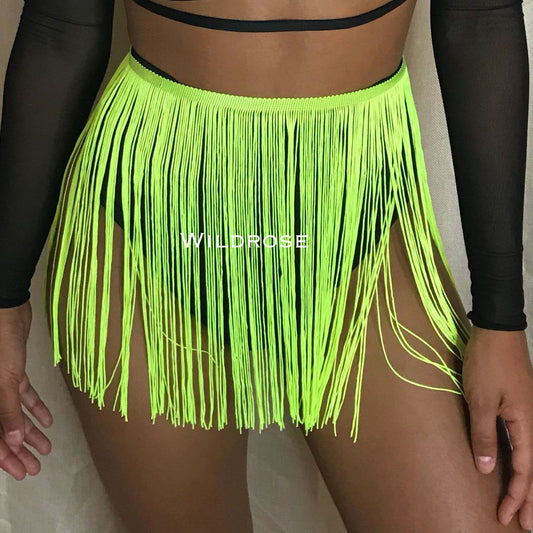 Neon Yellow Tassel Belt/Skirt