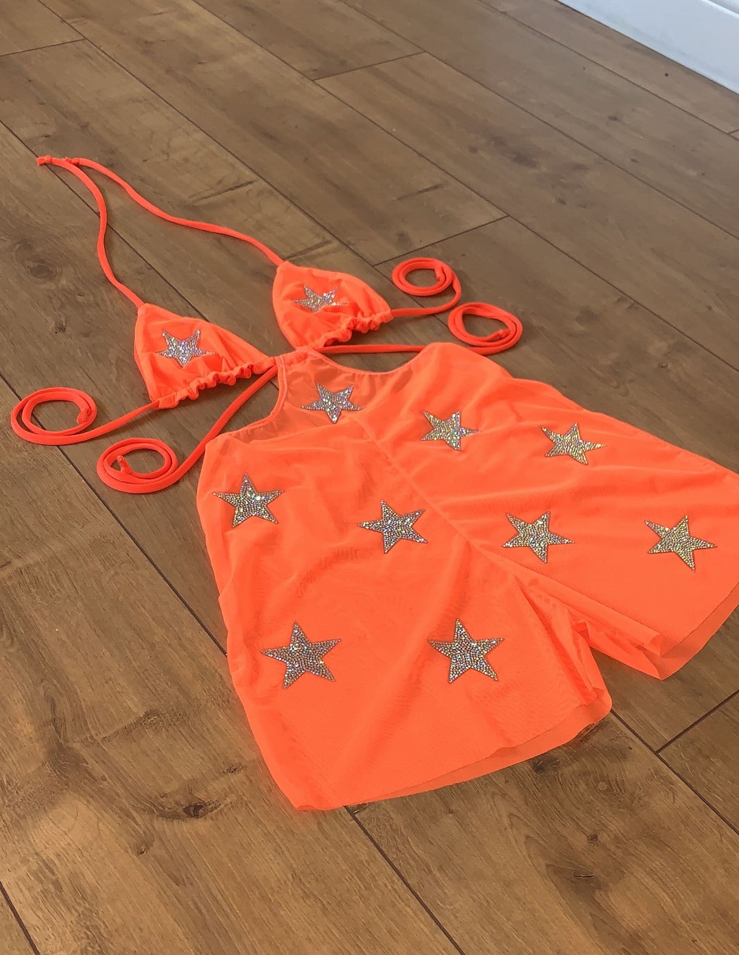 Orange Mesh Unitard