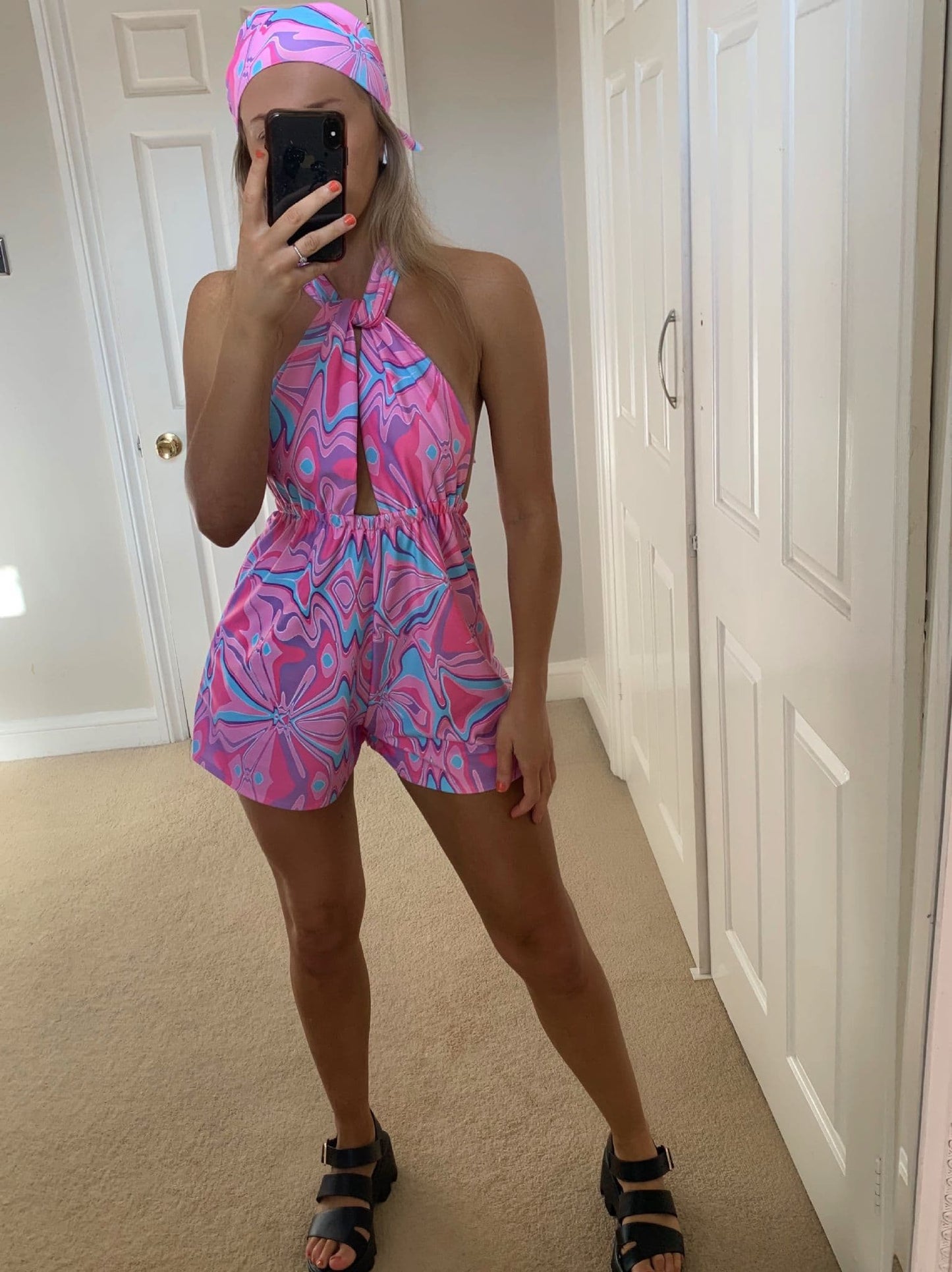 Pink Abstract Swirl Playsuit