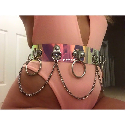 PRE ORDER Holographic Hoop and Chain Belt