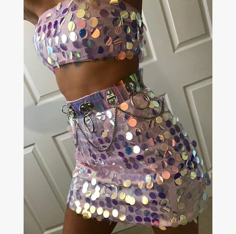 PRE ORDER Holographic Hoop and Chain Belt